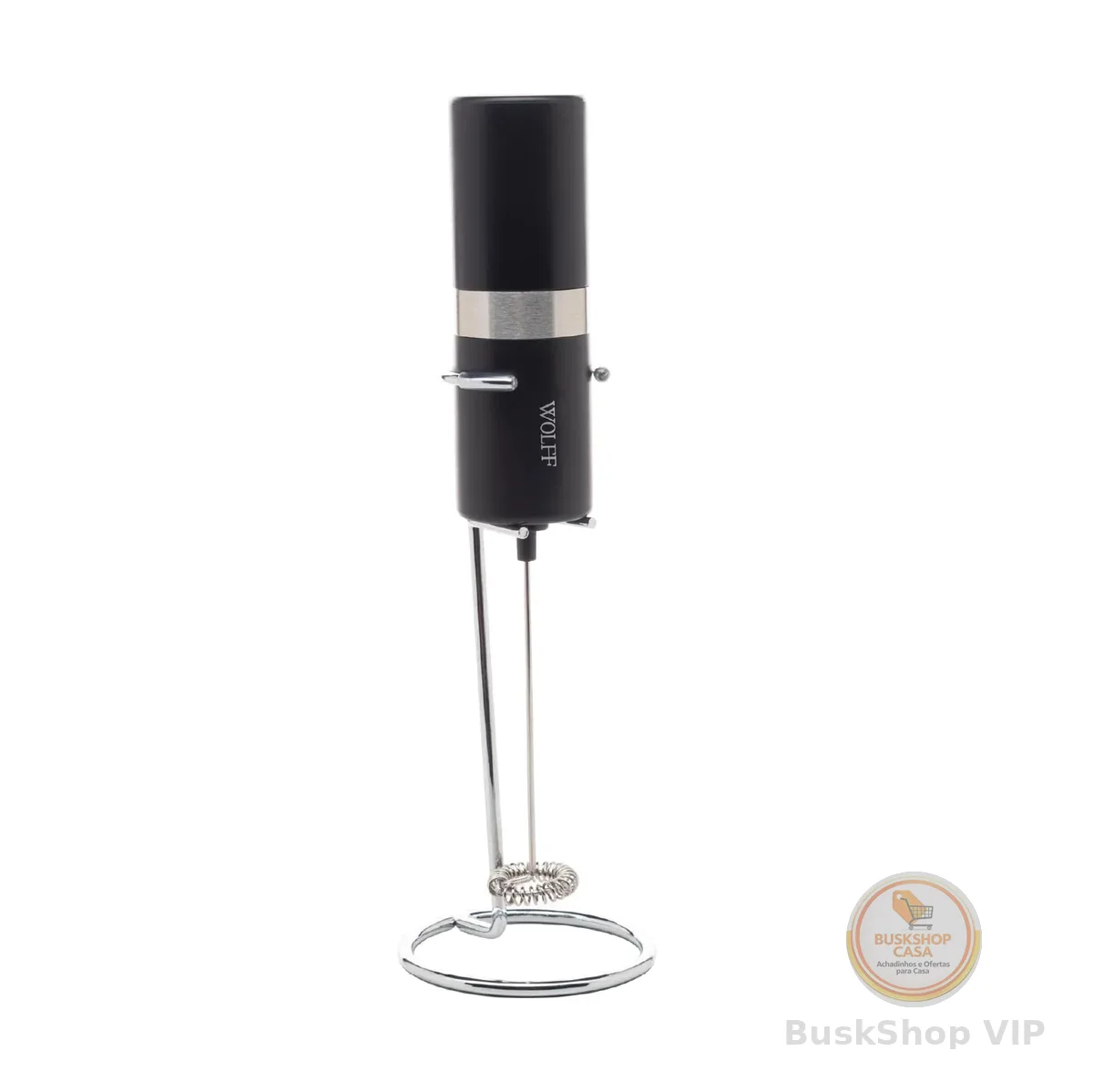 WOLFF - Mixer Elétrico para Bebidas de Aço Inox e Plástico com Suporte - motor potente - serve para bater ovos - misturador