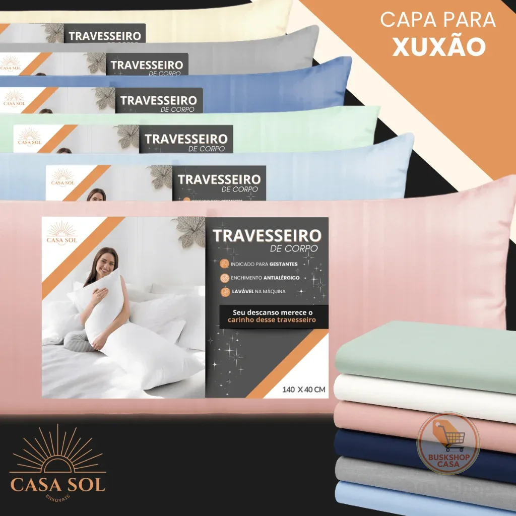 Capa Fronha de Travesseiro de Corpo Percal 400 Fios - Xuxão 1,40mx0,40cm com Zíper