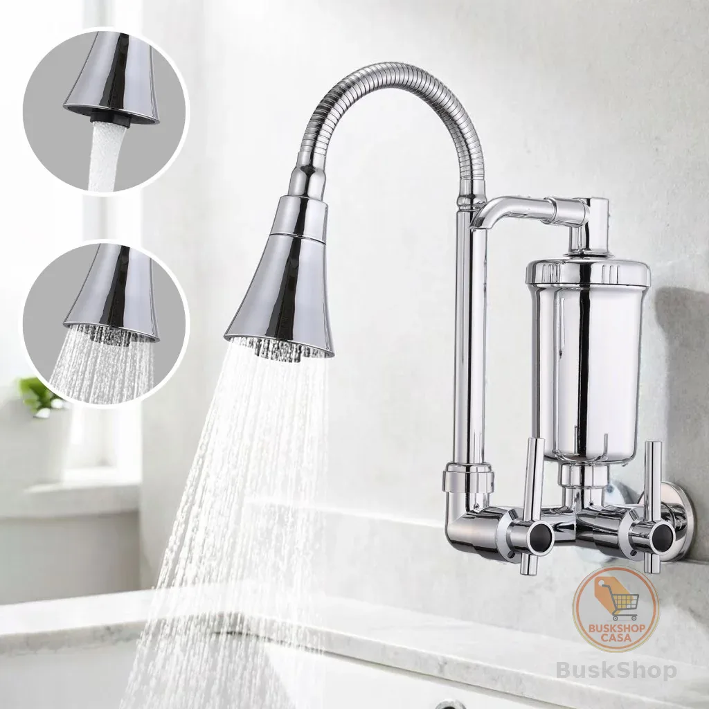 Torneira De Cozinha Multifuncional Montada Na Parede Com Filtro , Modos Duplos De Água E 360 Flexível ° Cabeça De Chuvei