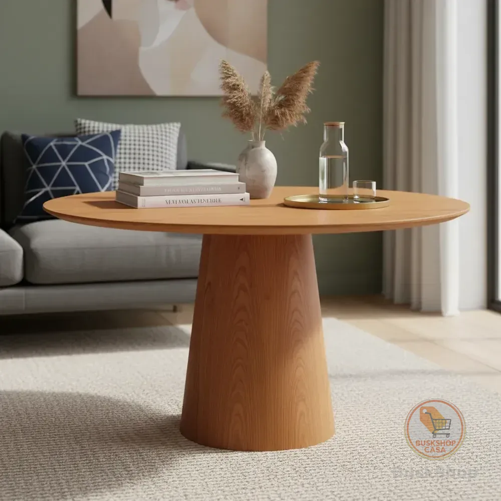 Mesa Cone Para Sala De Estar Lâmina Madeira Natural - 70cm Cinamomo