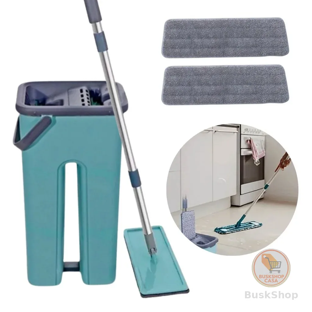 Mop Flat Esfregão Com Balde