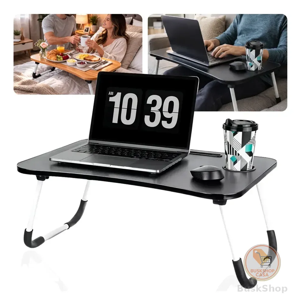 Mesa Apoio Dobrável Cama Sofá Notebook Tablet Mesinha Preto