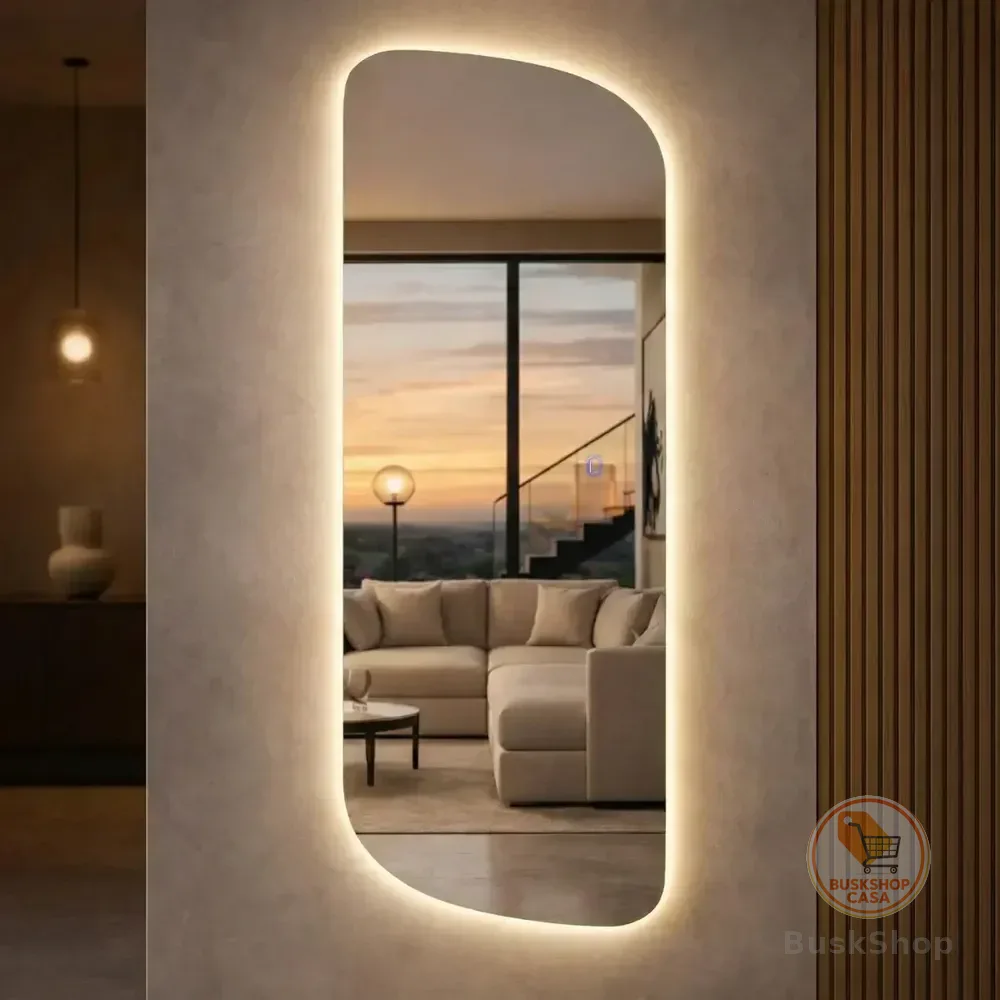 Espelho Grande Lopazzi Com Led 90x40cm Moderno Casa Quarto Moldura Vitta 90x40cm Led