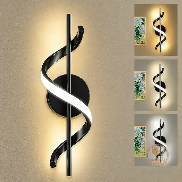 Iluminação Arandela Espiral Led 3 Cores Moderna Dimerizável