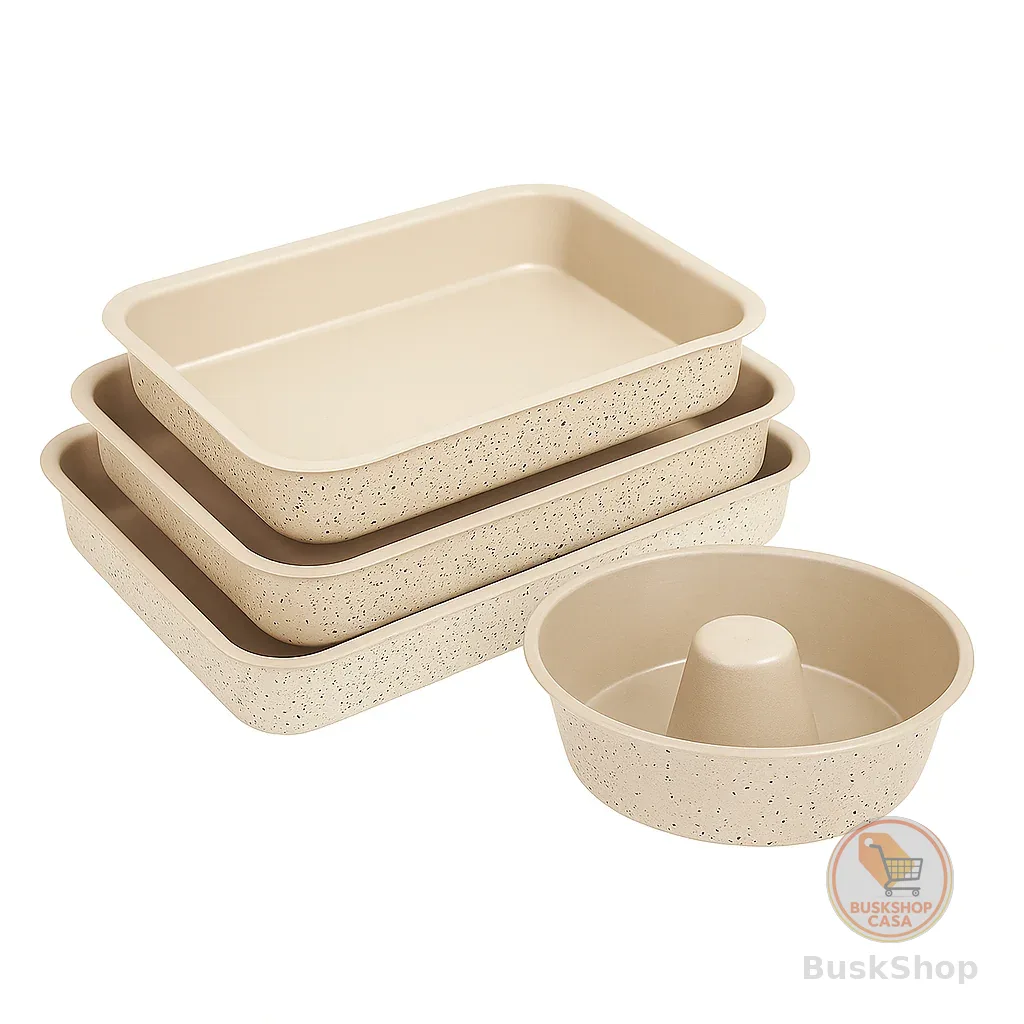 Conjunto de assadeiras 4 peças retangular e redonda tubo 21 cm