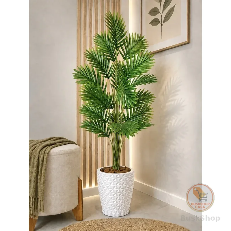 Palmeira Artificial Grande Com Vaso Polietileno Completo
