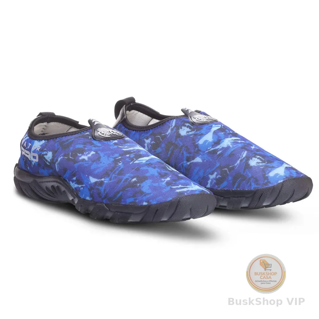 Sapatilha Aquática Esportes Pesca Camping Trilha Lazer - Bad Fish - Azul e Preto Camuflado