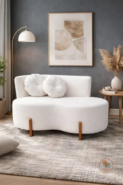 Sofá Curvo Orgânico Feijão Lugares Confortável 130 Cm