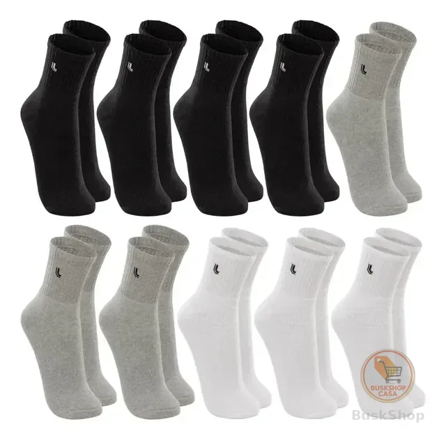 Kit 10 Pares Meia Lupo Original Masculina Cano Médio Algodão