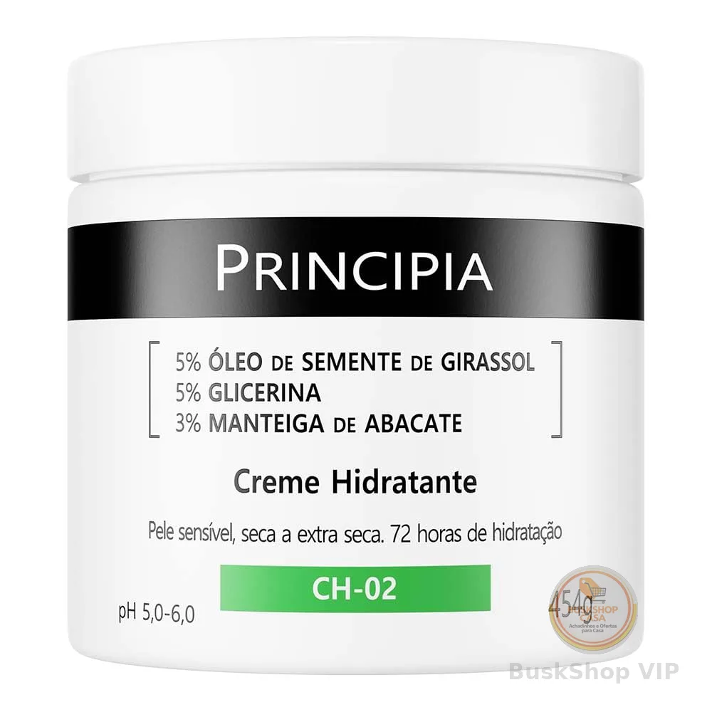Creme Hidratante Corporal 5% Óleo de Semente de Girassol + 5% Glicerina + 3% Manteiga de Abacate Principia CH-02 com 454g