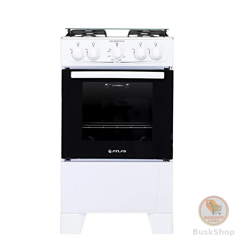 Fogão Atlas 4 Bocas Mesa de Inox Coliseum Plus Branco