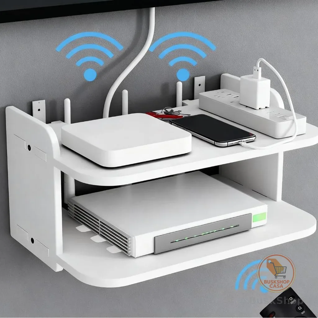 【MDF Durável】Prateleira para Roteador – Suporte Invisível na Parede, Acomoda TV/Modem/Video Game!