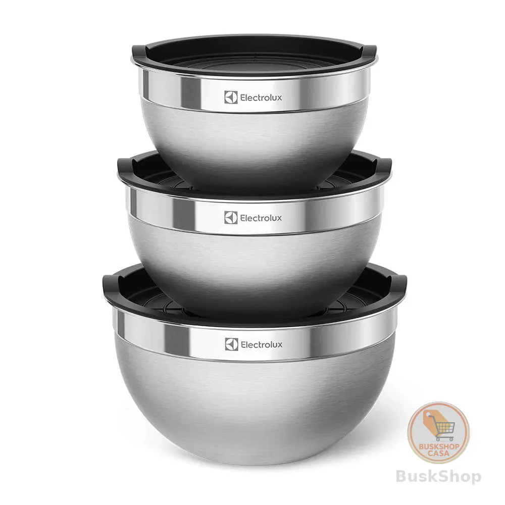 Conjunto Bowls de Inox Electrolux com Tampa Plástica 3 Peças