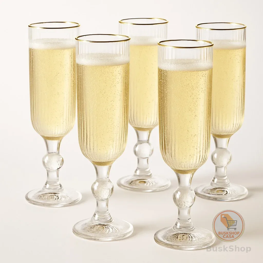 Kit 6 Taça Champanhe Espumante Versalhes Borda Dourada 170ml Natal Ano Novo
