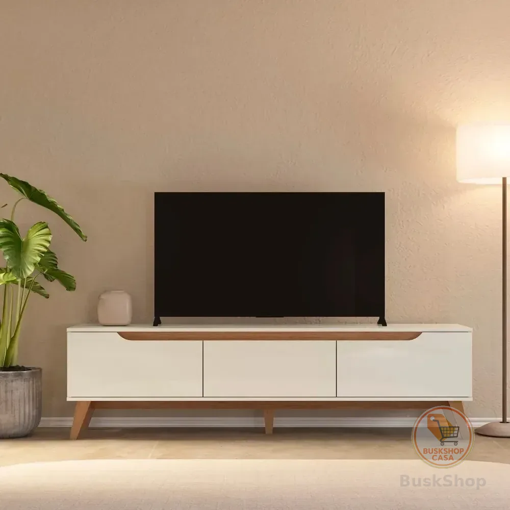 Rack Para Tv Até 75 Polegadas 180cm 2 Portas 1 Gaveta Off White / Cinamomo