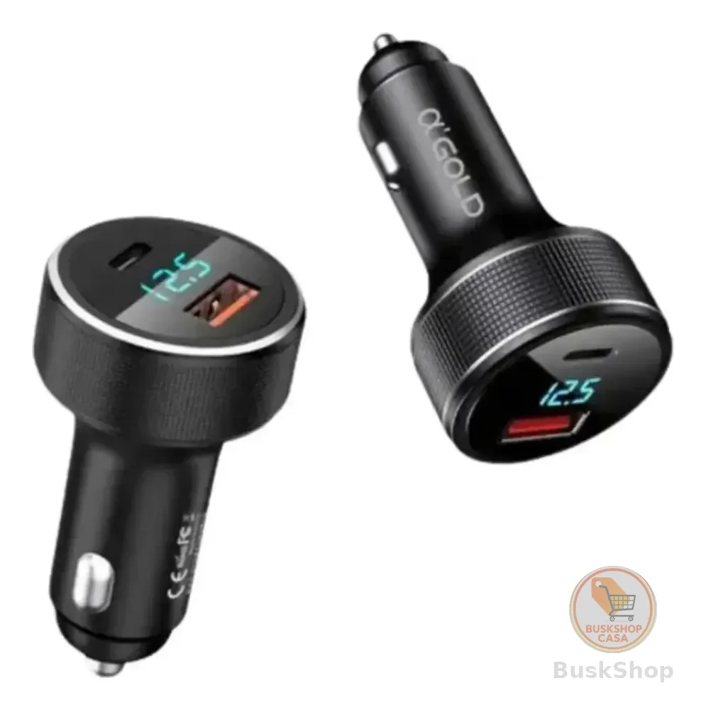 Carregador Veicular Turbo 60w 9.1a Com Led Display Opcional Preto