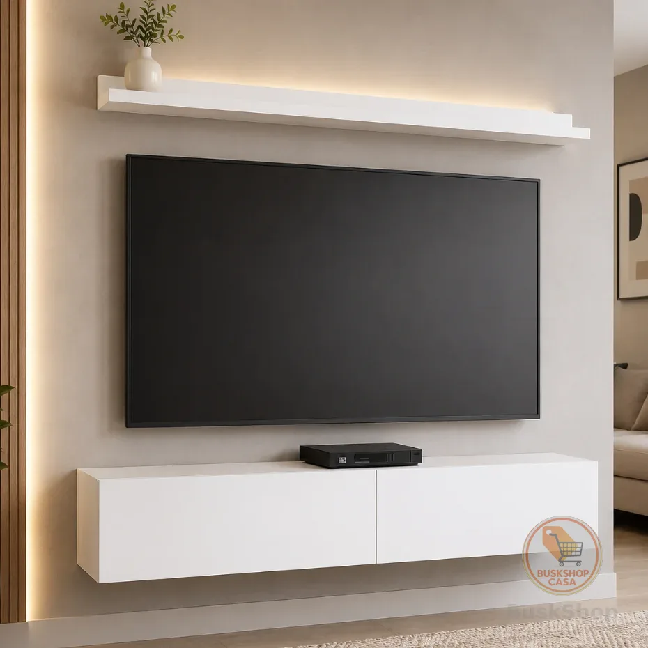 Bancada Painel Rack Suspenso Argon 120cm Maderatto Móveis Branco
