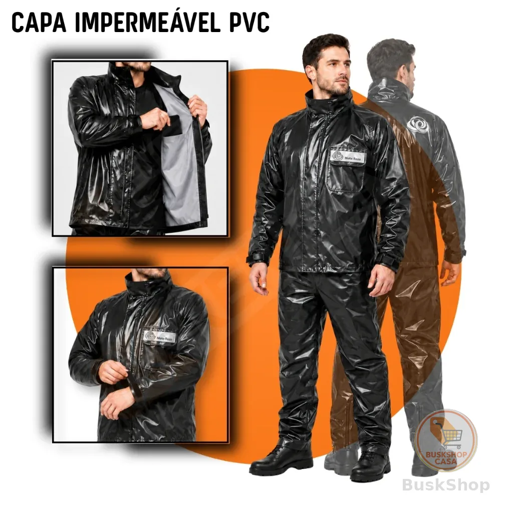 Capa de Chuva Conjunto Completo Pvc Impermeável Para Motoqueiro Adulto