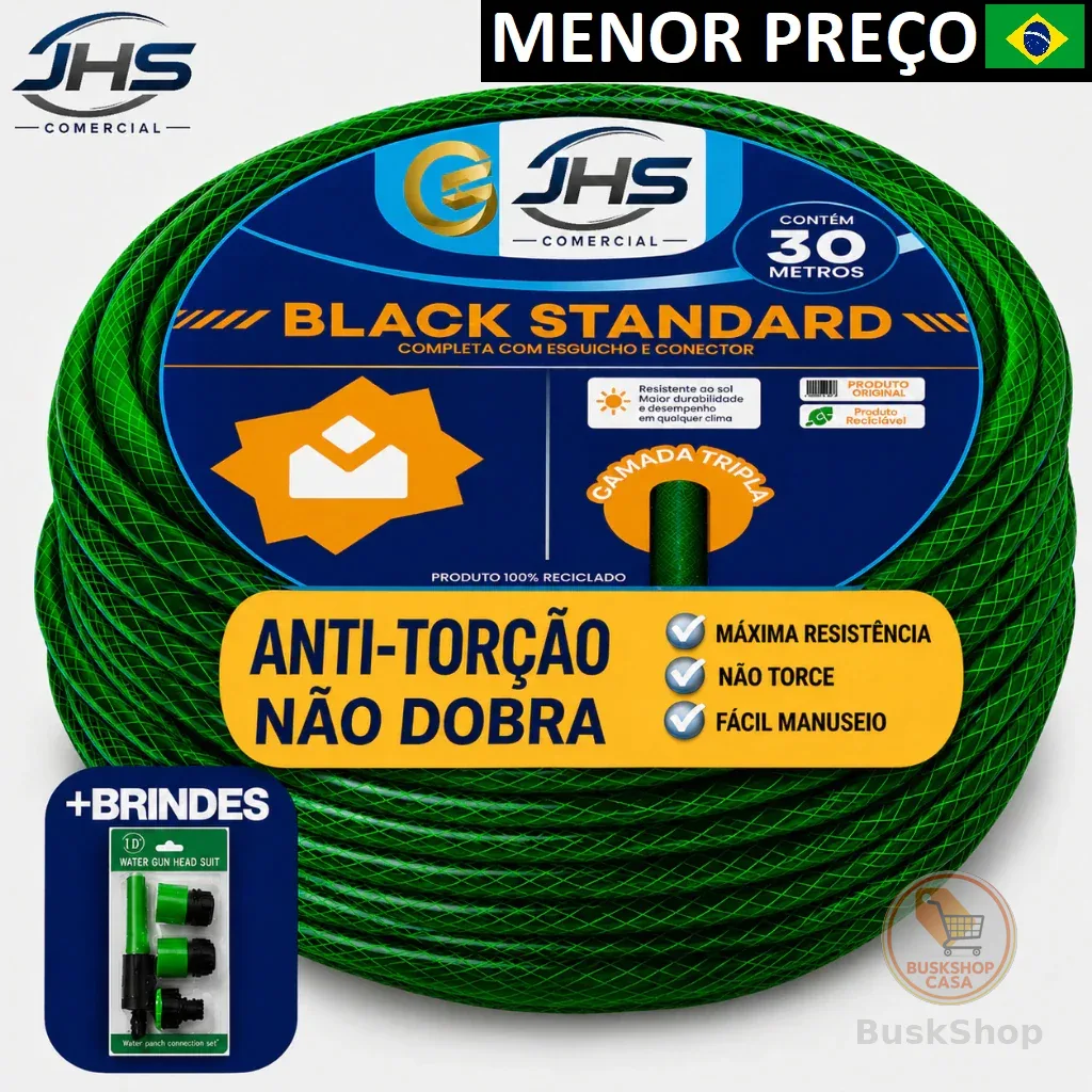 Mangueira de Jardim Trançada Anti-Torção Metros Completa Com Esguicho Limpeza Quintal - Oferta