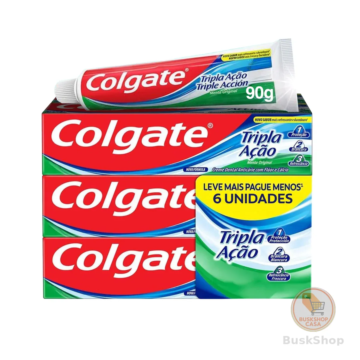 Colgate Tripla Ação Menta Original Creme Dental, 6x90g
