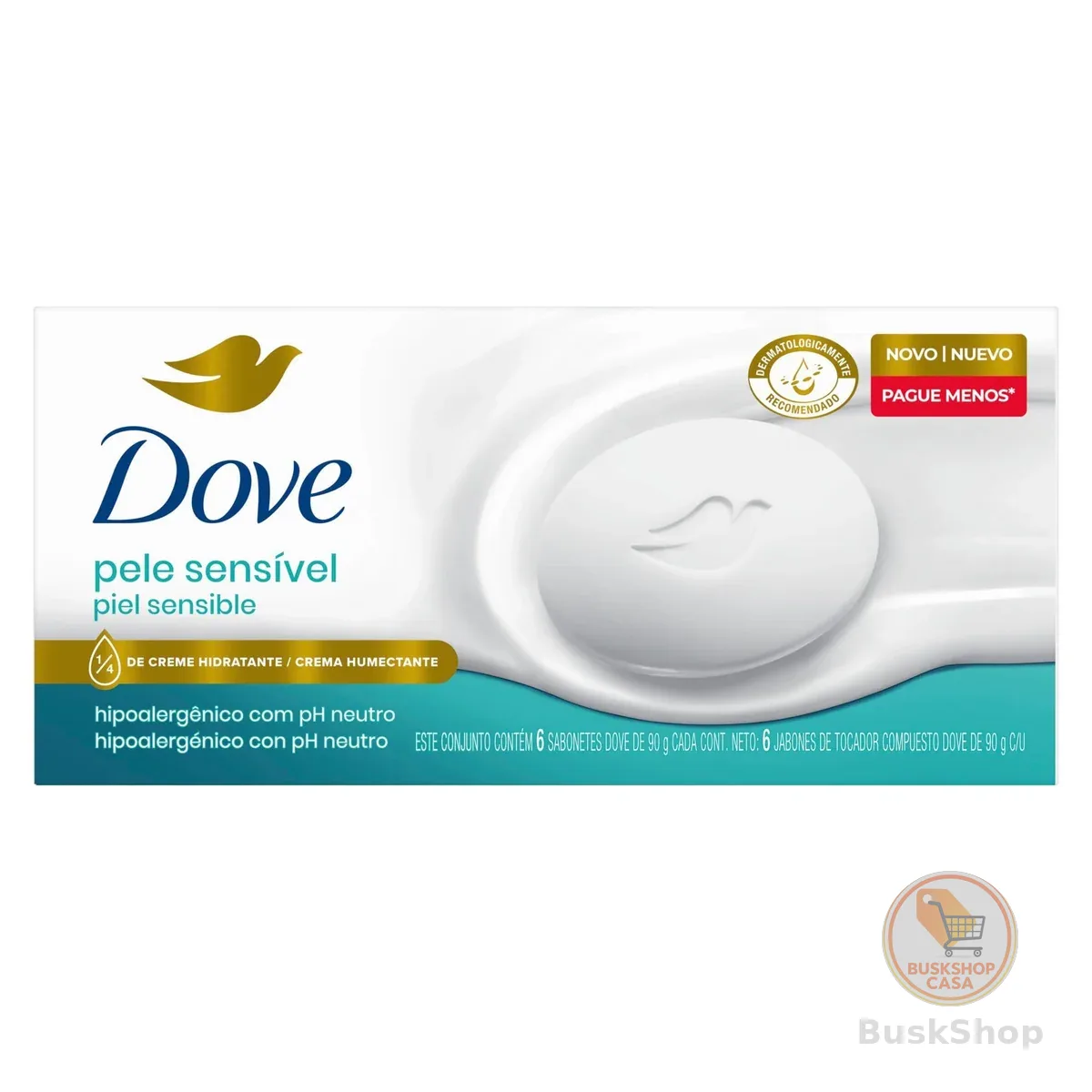 Dove Sabonete em Barra Pele Sensível 90g 6 Unidades