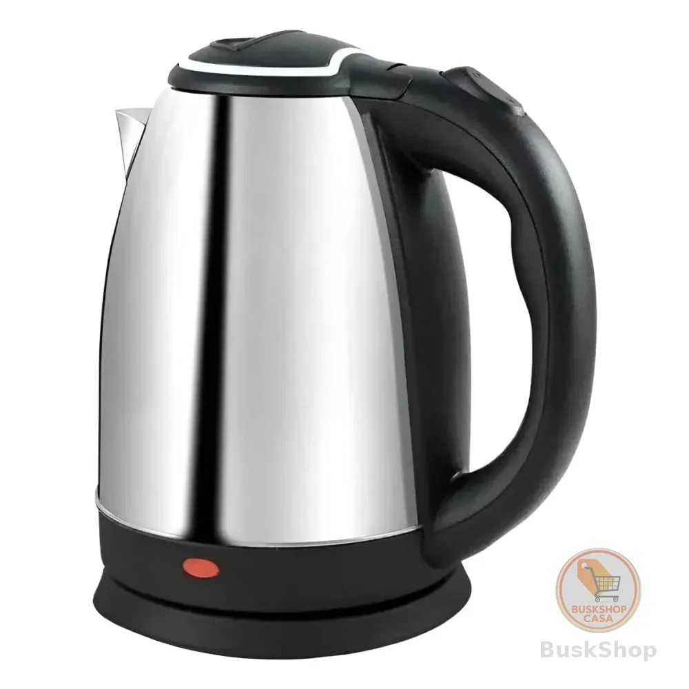 Chaleira Elétrica 220V Inox 2L Aquecimento Rápido Desligamento Automático | Desligamento Automático, Aço Inoxidável, Design Compacto, Base Giratória, Indicador Luminoso