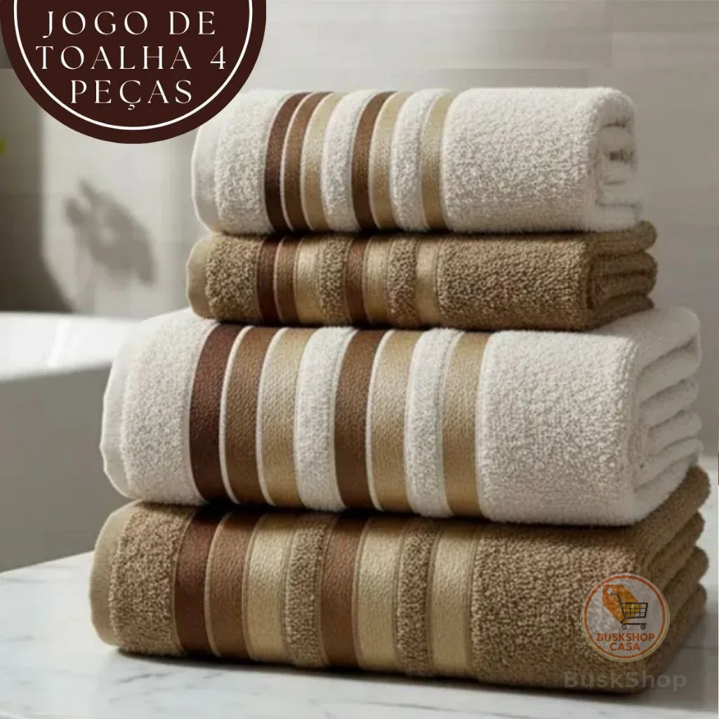 Jogo de Toalha 2 Banho e 2 Rosto 100% Algodão Excelente Absorção Felpuda Macia Premier Habitat