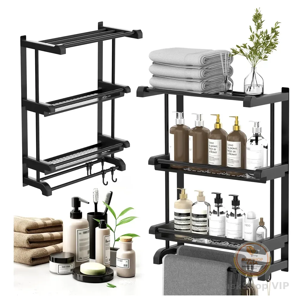 Organizador De Prateleiras Para Chuveiro De Banheiro 40cm Preto