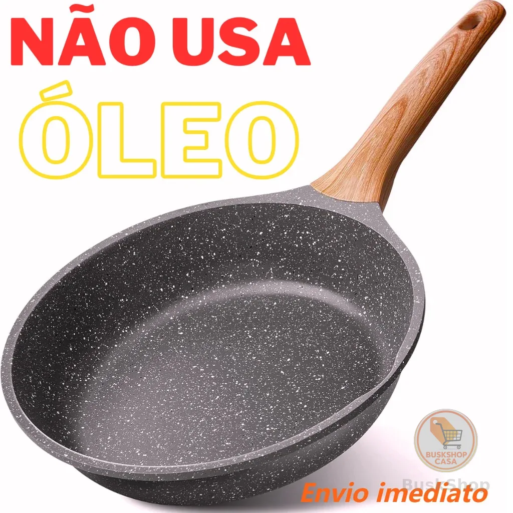 Frigideira 24cm/28cm Antiaderente De Alumínio Revestimento Cerâmico Premium Funda Cabo Madeira Não Gruda