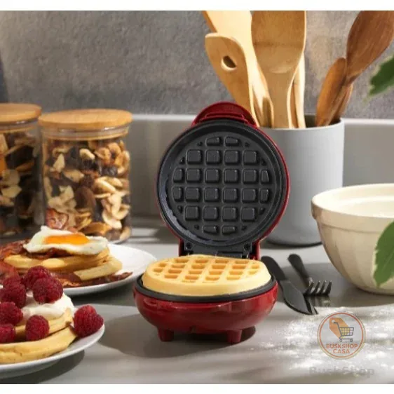 Mini Máquina de Waffles Elétrica Portátil Casa Cozinha Fazer Waffle Panquecas Automático  110V- 220V