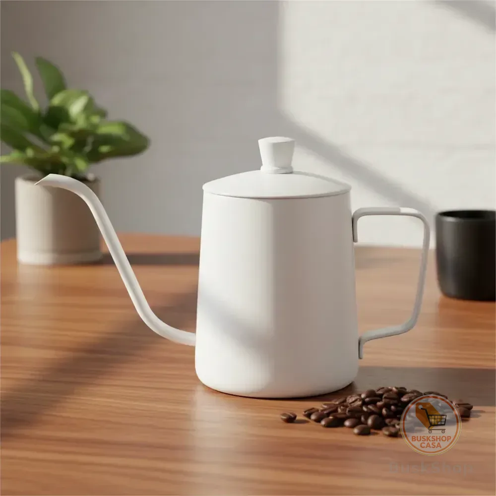 Bule Inox Bico Ganso Fino Café Chá 600ml Preto Prata Branco Branco