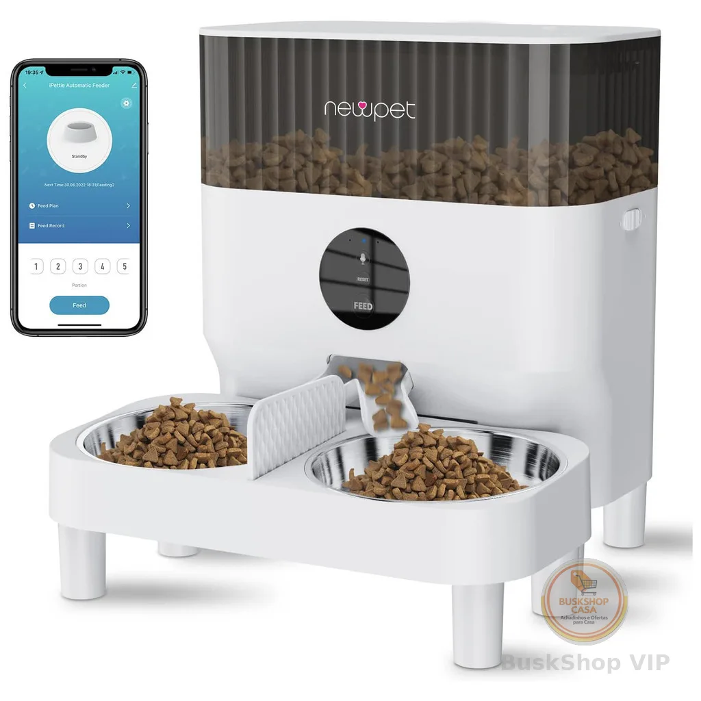 Newpet 5L Alimentador Pet Gato Cão Automatico Wifi Tuya App Seu Pet Alimentação Automatica Para Viagens - Bivolt