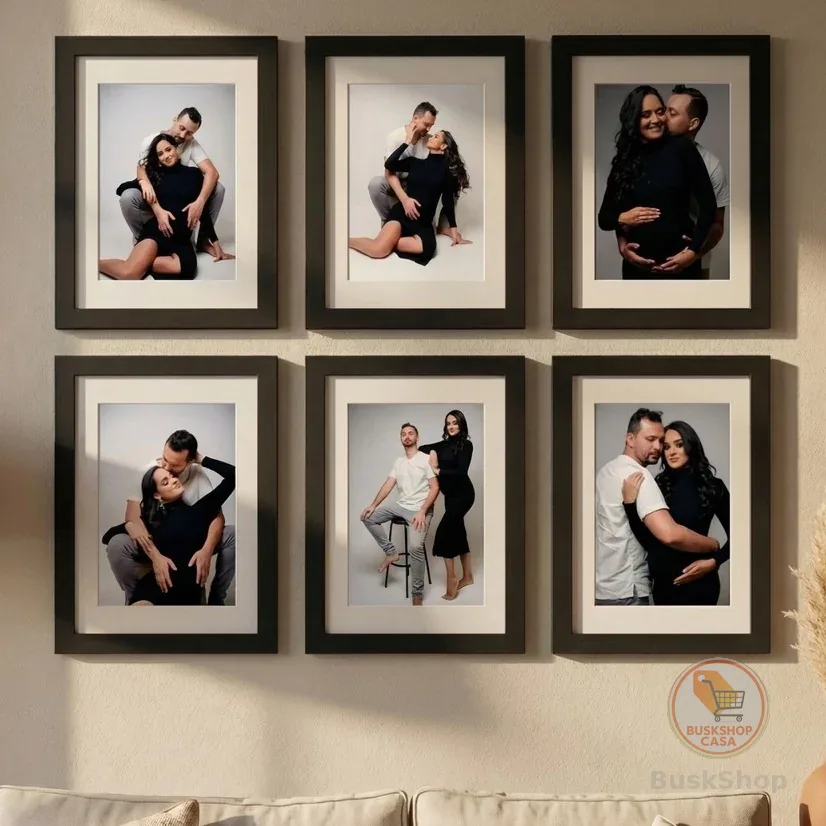 Kit 6 Quadros Porta Retrato Parede Decorativo Com Paspatur Foto 15x21 Medida 24x32