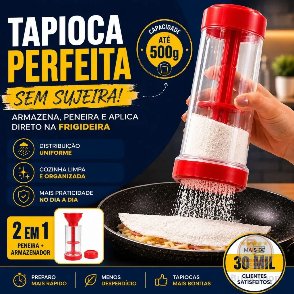 Tapioqueira 2 em 1 | Peneira + Armazenador de Tapioca | Praticidade Sem Sujeira na Cozinha - BARUCH