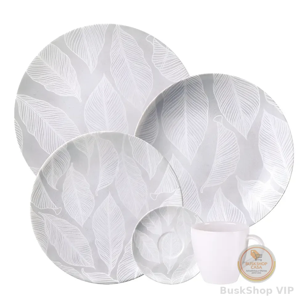 Aparelho De Jantar Tramontina Arbo Porcelana 20 Peças Cinza Florido