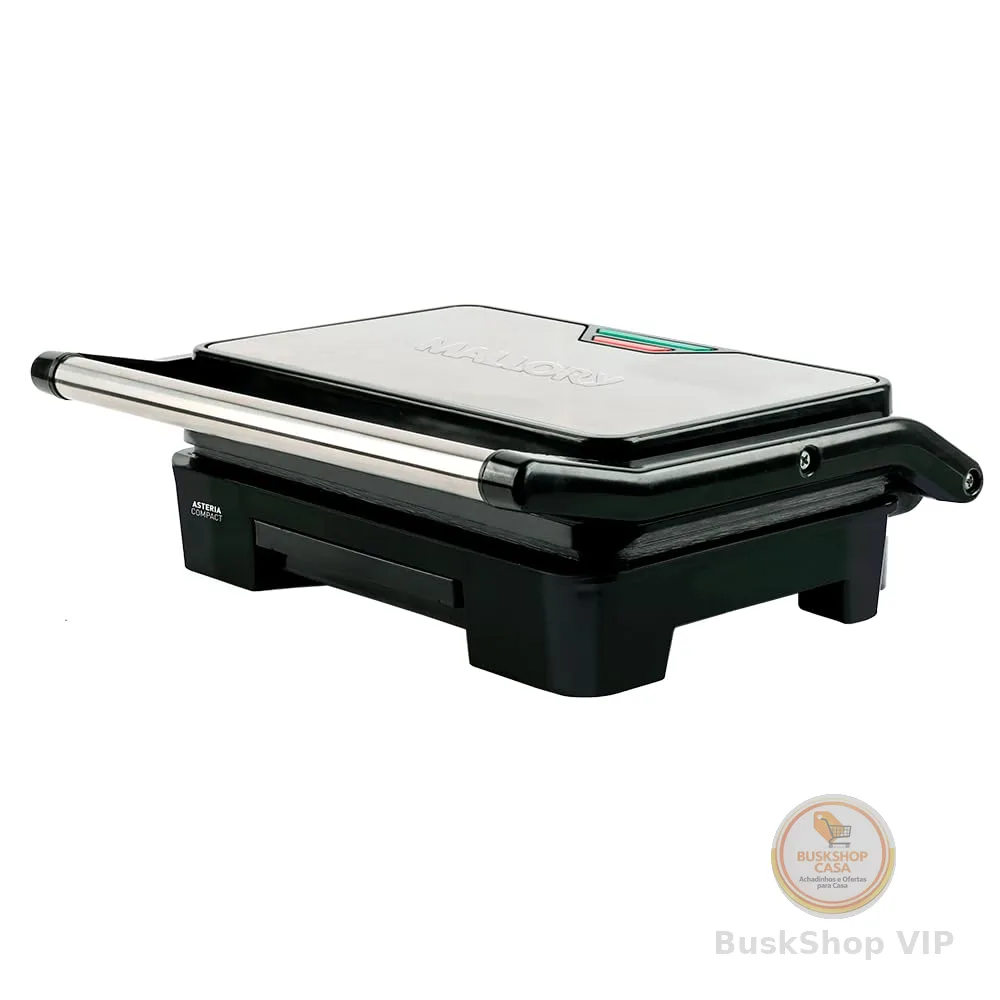 Grill Asteria Compact Mallory Grill multifunção, Luzes indicadoras de funcionamento, Alça com toque-frio e Trava de segurança 127V