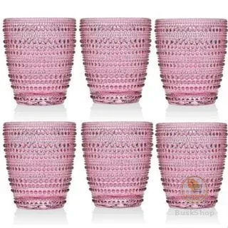 Jogo 6 Copos de Vidro Pérola Luxo 300ml Água Suco 4 cores