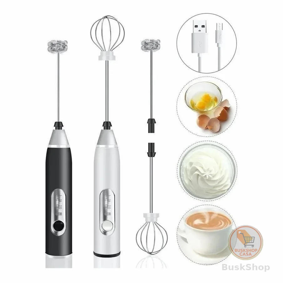 Batedor Misturador Mixer Elétrico para Bebidas Leite Café Clara de Ovo 2 em 1