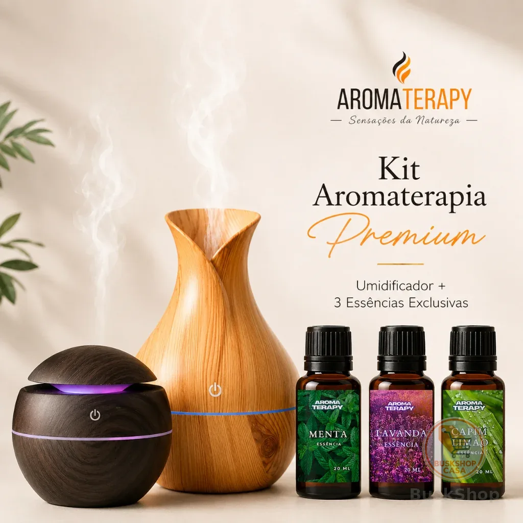 Umidificador de Ar + Essências Premium  Vaporizador Premium de Ambiente Essências Difusor De Ar