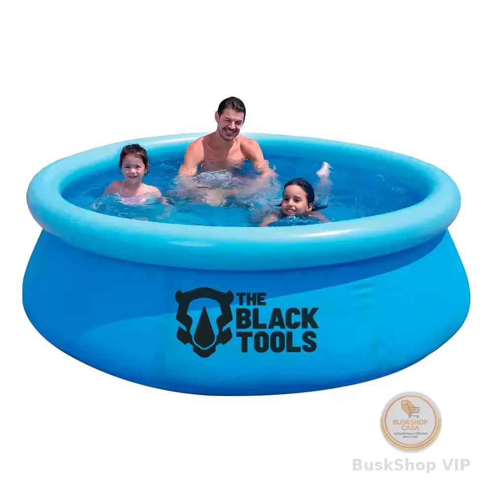 Piscina Inflável Redonda 1400l Resistente Circular Cor Azul 63x183cm Tbt-007 The Black Tools