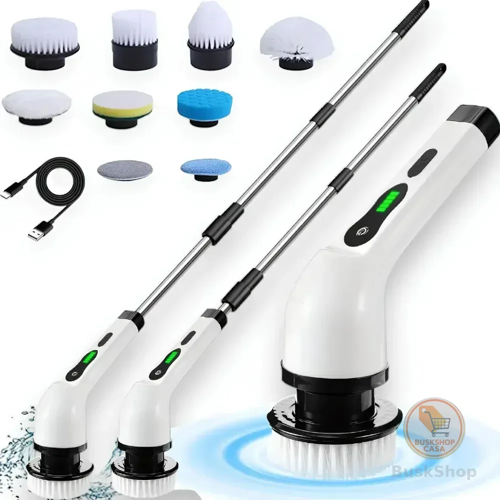 Escova De Limpeza Elétrica 9 Em 1 Recarregável Idali Life Branco