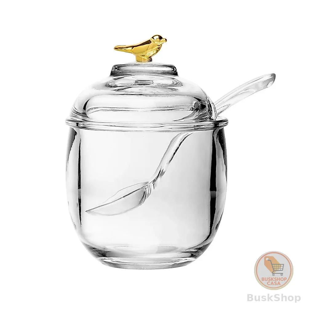 Açucareiro com Colher e Tampa Golden Bird 150ml Cristal Ecológico - Wolff