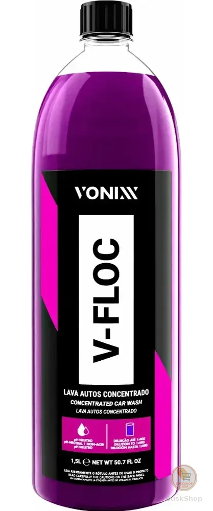 Lava Autos Concentrado Vonixx Neutro V-Floc 1,5L pH Neutro Espumante