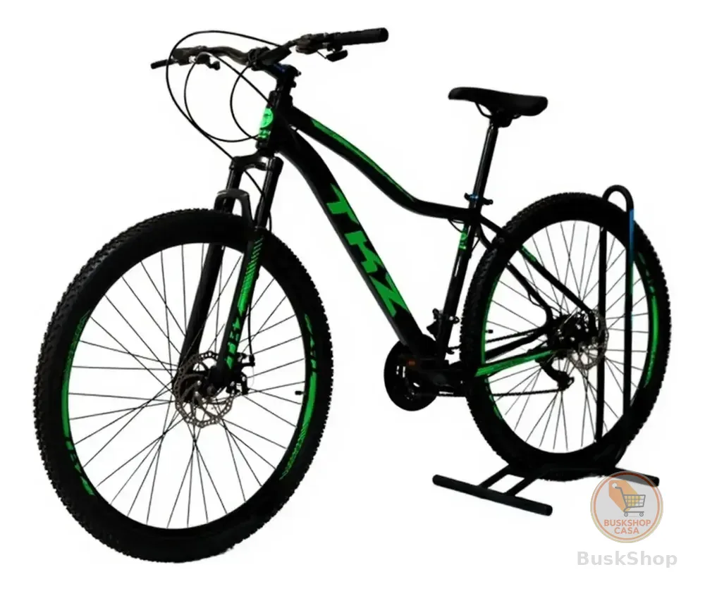 Bicicleta Mountain Bike Aro 29 Tkz Torii Aluminum 24v Cor Preto/Verde Tamanho do quadro 15