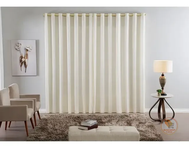 Cortina De Renda Sala E Quarto 3,00x2,50 Varão Simples Ilhós