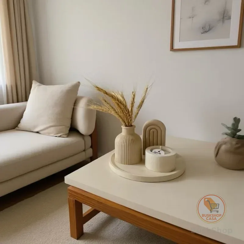 Kit NEUTRAL: Vaso Aesthetic + Arco + Vela Exclusiva e Bandeja DECORA 20cm | Produto Artesanal.
