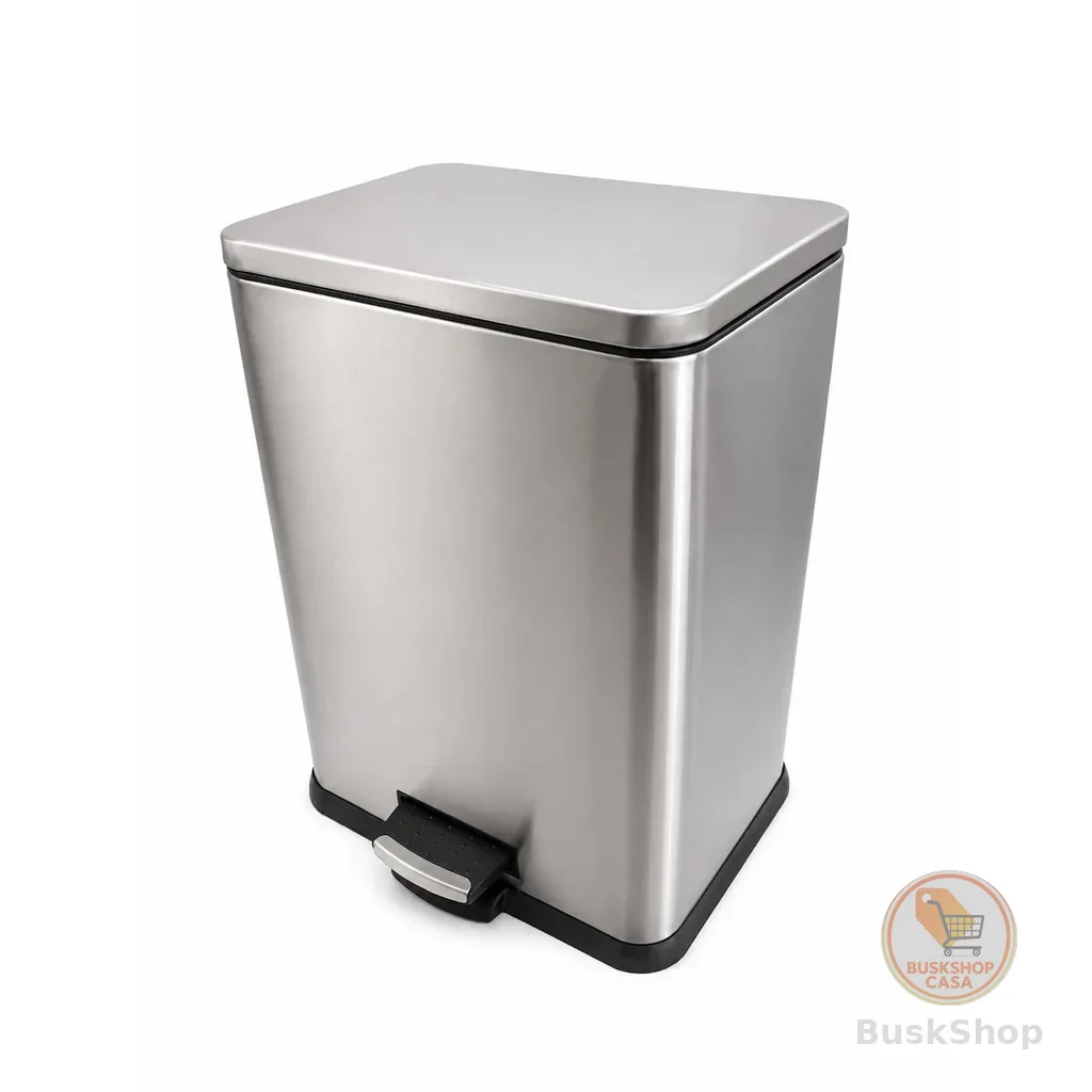 Lixeira Aço Inox Retangular 10/16,7L Cesto Removível Alça Pedal Banheiro Cozinha - Novo Modelo com Tampa de Fechamento