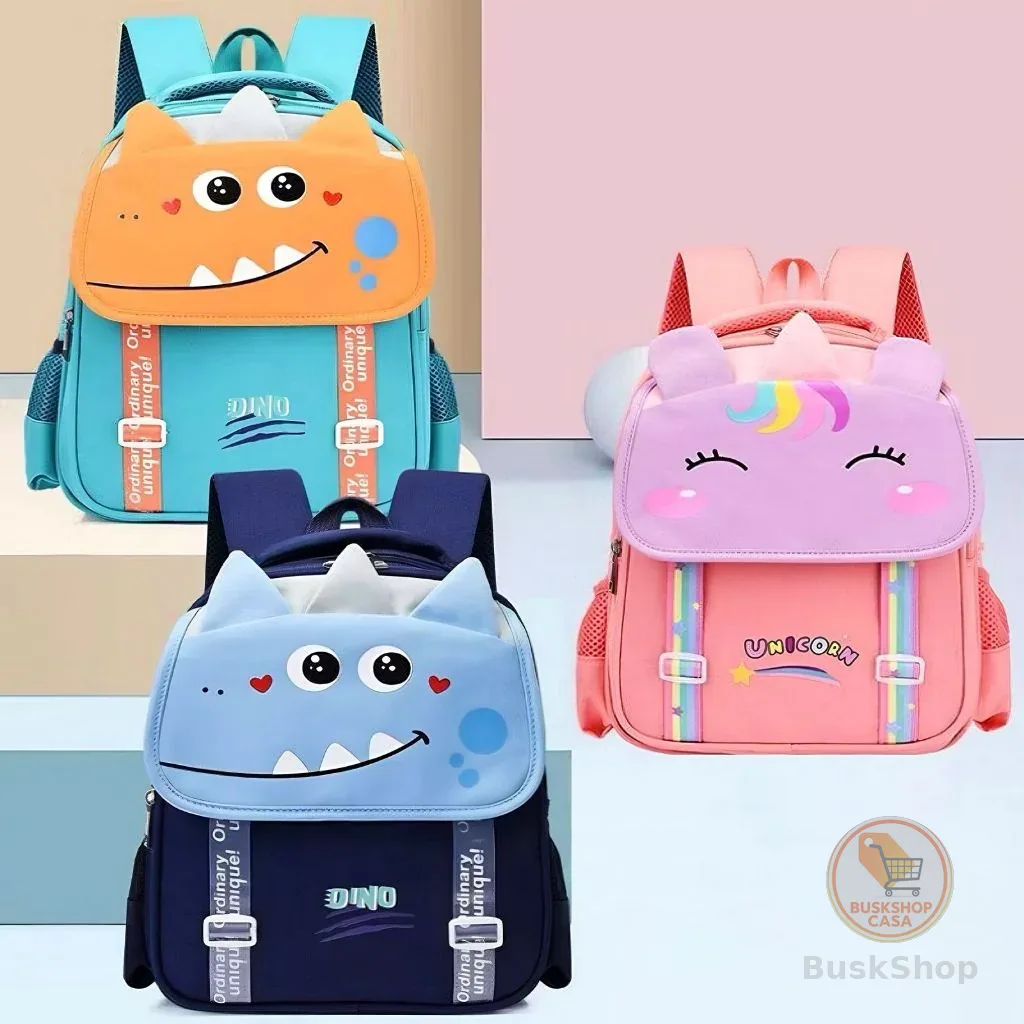 Mochila Escolar Infantil Menina e Menino Dinossauro e Unicórnio Resistente e Divertida