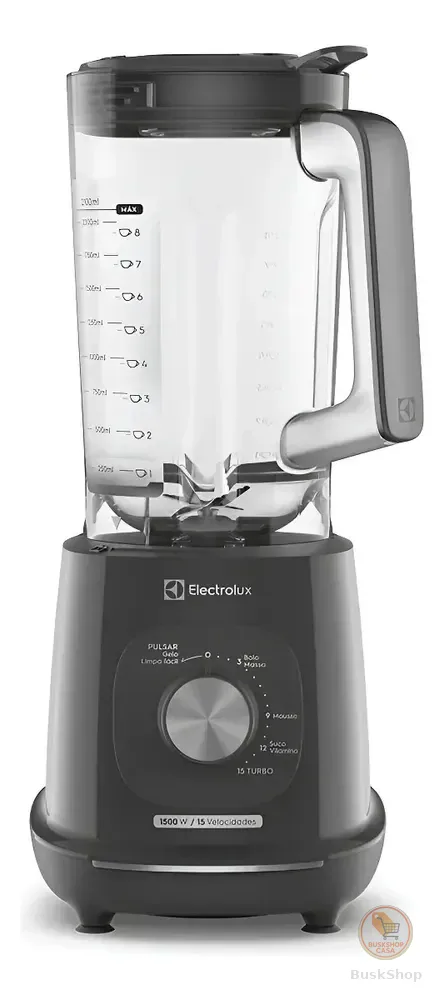 Liquidificador Electrolux 1500W de Potência com 3.2 Litros de Capacidade 15 Velocidades 6 Lâmina TriForce e Pés Antiderrapantes EBL1500 Cinza