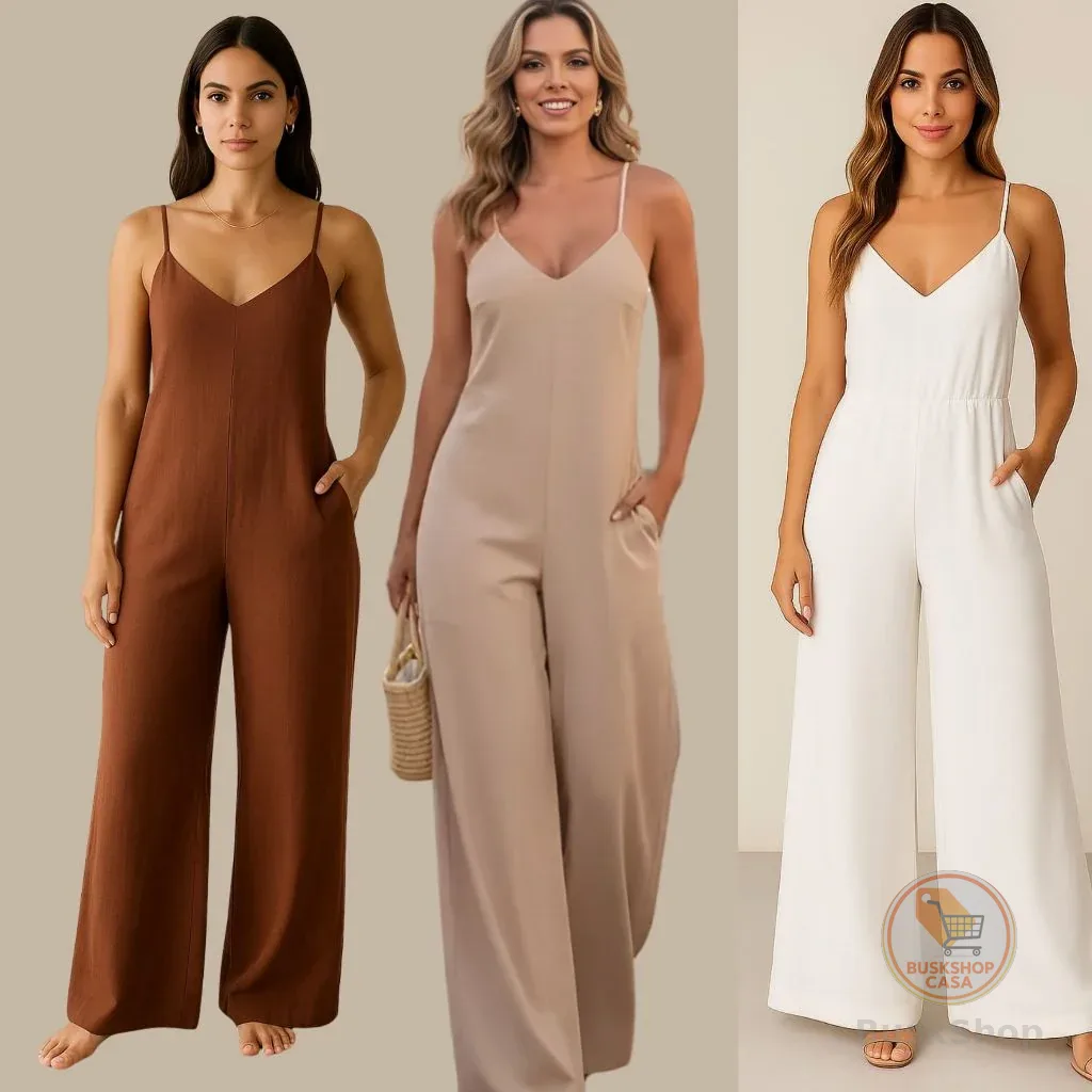 Macacão Feminina Calça Ampla de Festa Chá Revelação Casamento Convidada Confortável Final do Ano